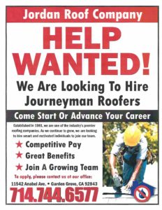 Jordon Roof Company Help Wanted